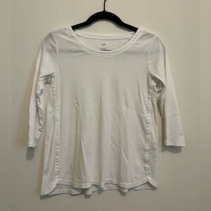 J. Jill White Pima Cotton 3/4 Sleeve Shirt